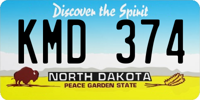 ND license plate KMD374