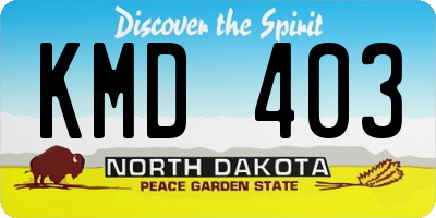 ND license plate KMD403