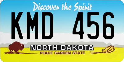 ND license plate KMD456