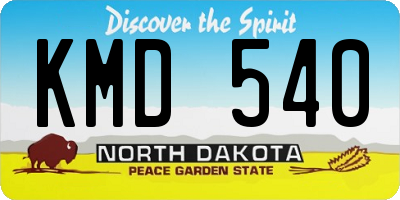 ND license plate KMD540