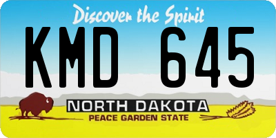 ND license plate KMD645