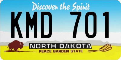 ND license plate KMD701