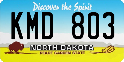 ND license plate KMD803