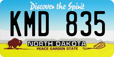 ND license plate KMD835