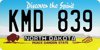 ND license plate KMD839