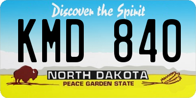 ND license plate KMD840