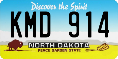 ND license plate KMD914