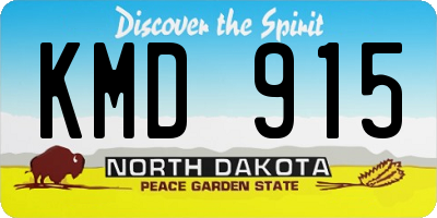 ND license plate KMD915