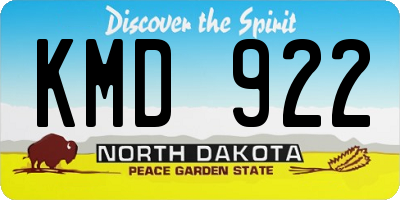 ND license plate KMD922