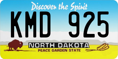 ND license plate KMD925