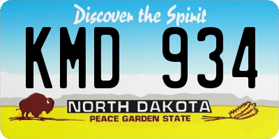 ND license plate KMD934