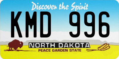 ND license plate KMD996