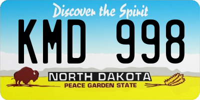 ND license plate KMD998