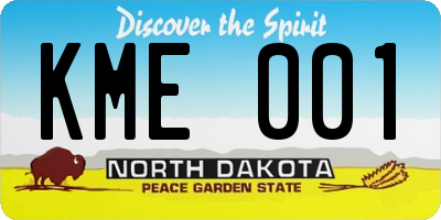 ND license plate KME001