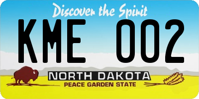ND license plate KME002