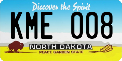 ND license plate KME008