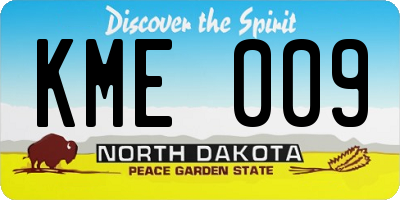 ND license plate KME009