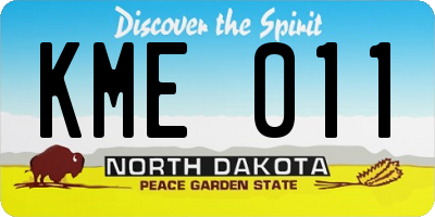 ND license plate KME011