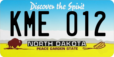ND license plate KME012