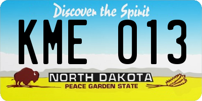 ND license plate KME013