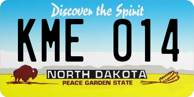ND license plate KME014