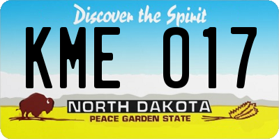 ND license plate KME017