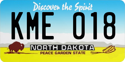 ND license plate KME018