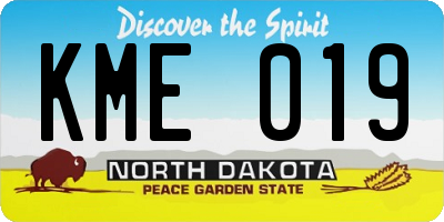 ND license plate KME019