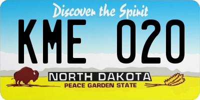 ND license plate KME020