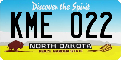 ND license plate KME022