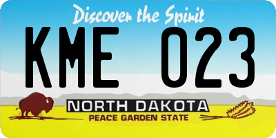 ND license plate KME023