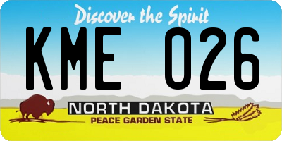 ND license plate KME026