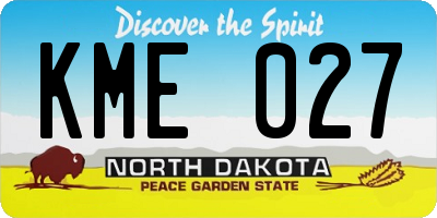 ND license plate KME027
