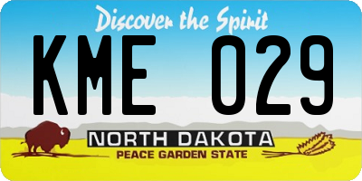 ND license plate KME029