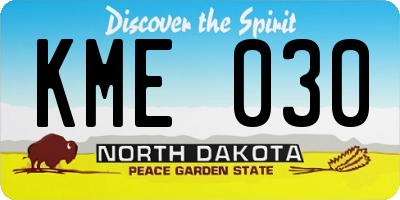 ND license plate KME030