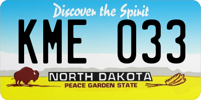 ND license plate KME033