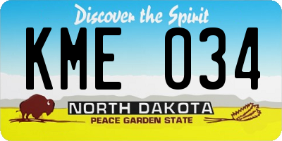 ND license plate KME034