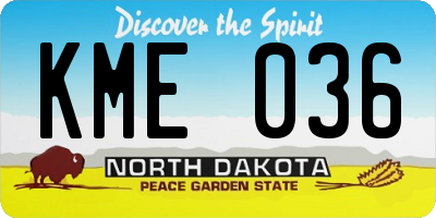 ND license plate KME036