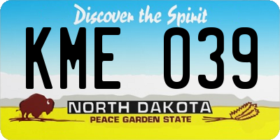 ND license plate KME039