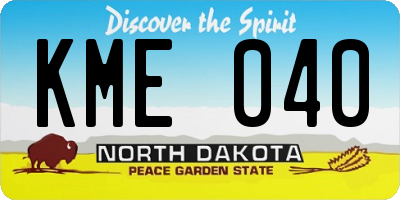 ND license plate KME040