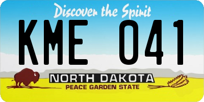 ND license plate KME041