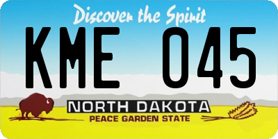 ND license plate KME045