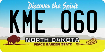 ND license plate KME060