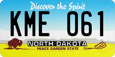 ND license plate KME061