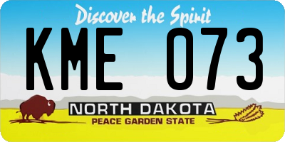 ND license plate KME073