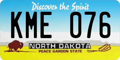 ND license plate KME076