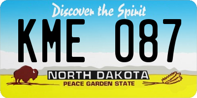 ND license plate KME087