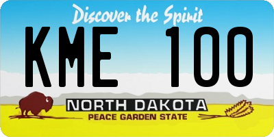 ND license plate KME100