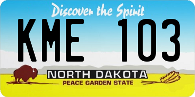 ND license plate KME103