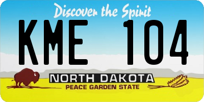 ND license plate KME104